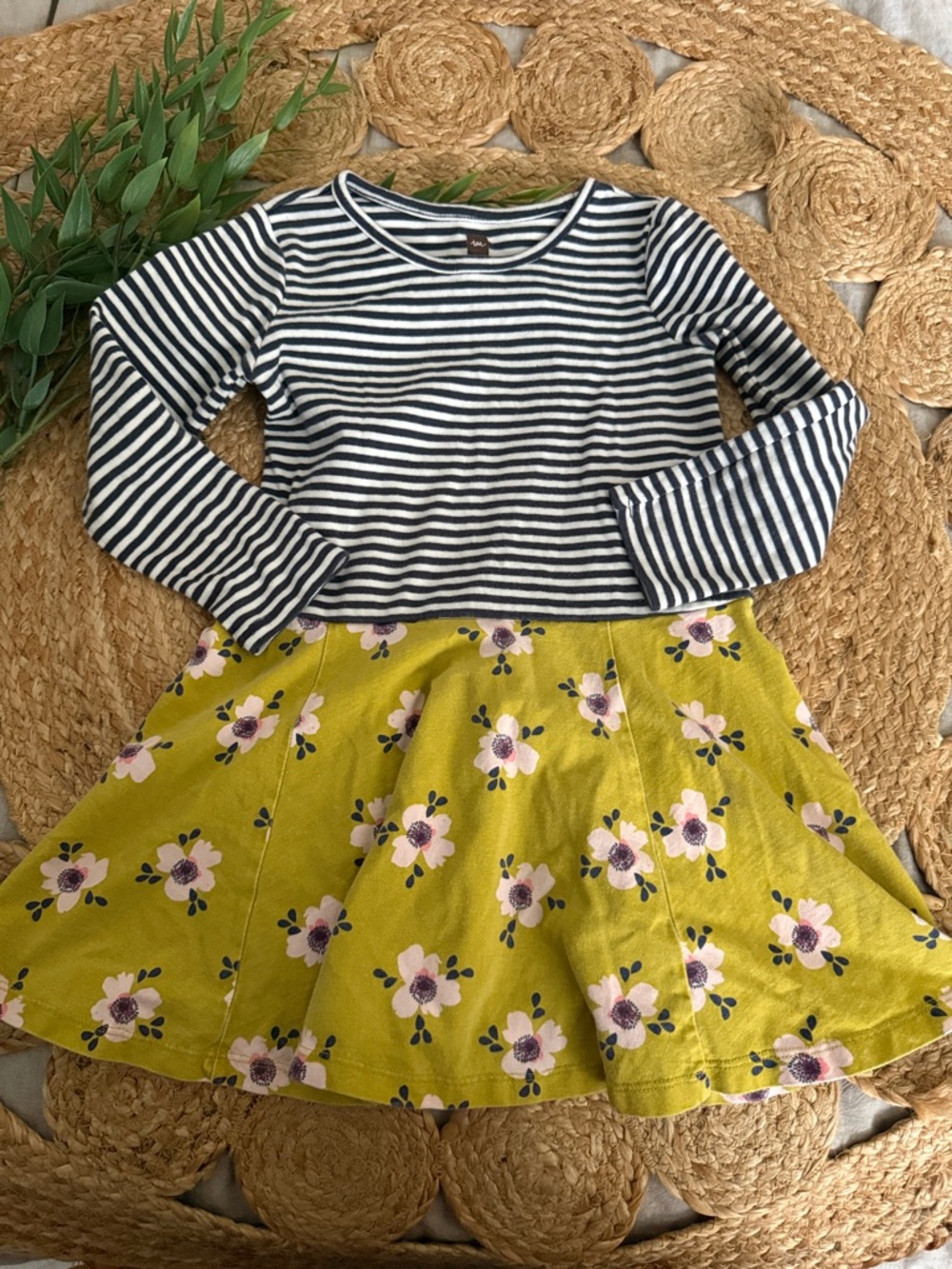 Tea Collection 5T Floral Striped Dress.